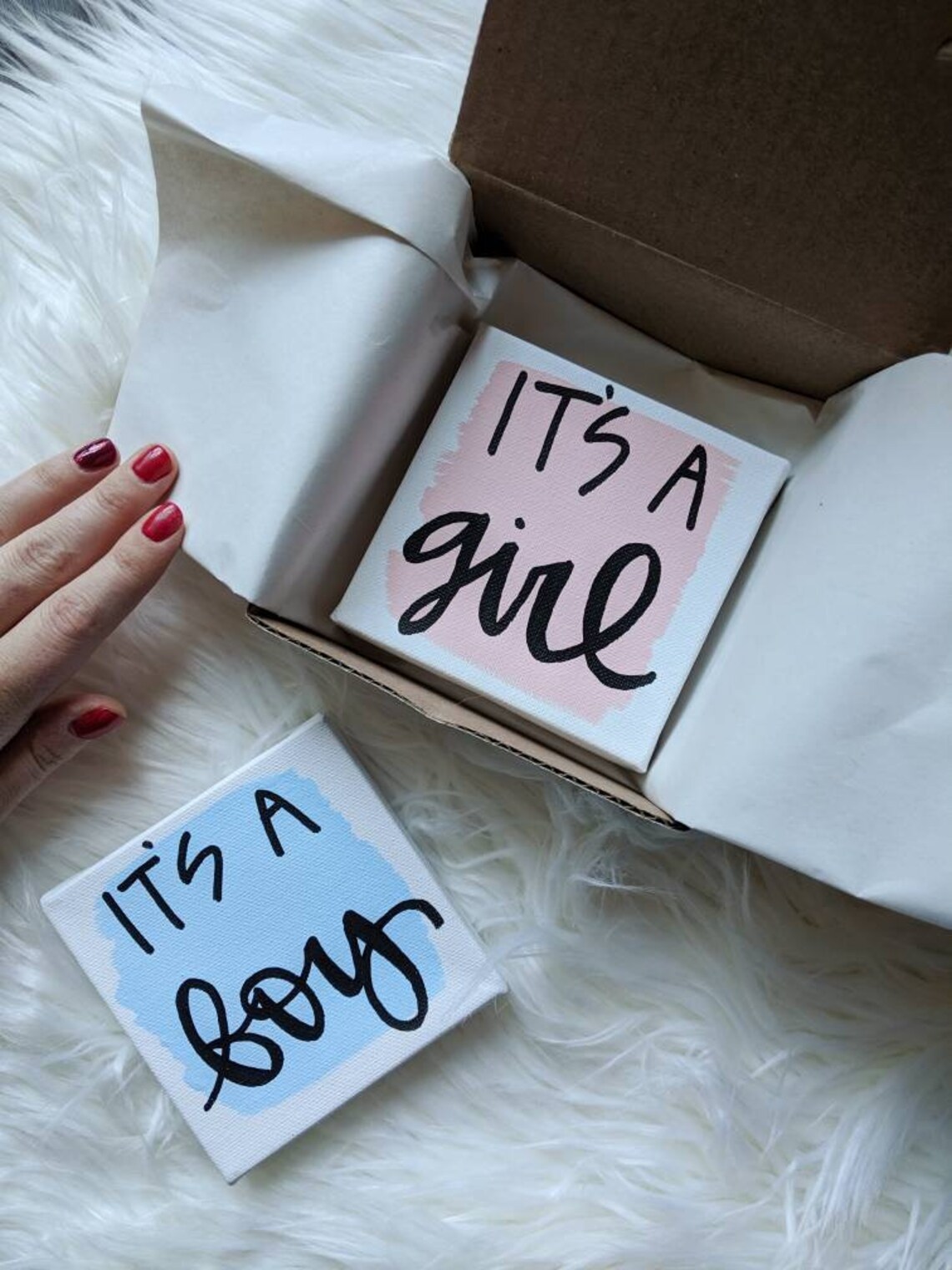 Gender Reveal Mini Canvas Gender Reveal Mail Announcement Etsy