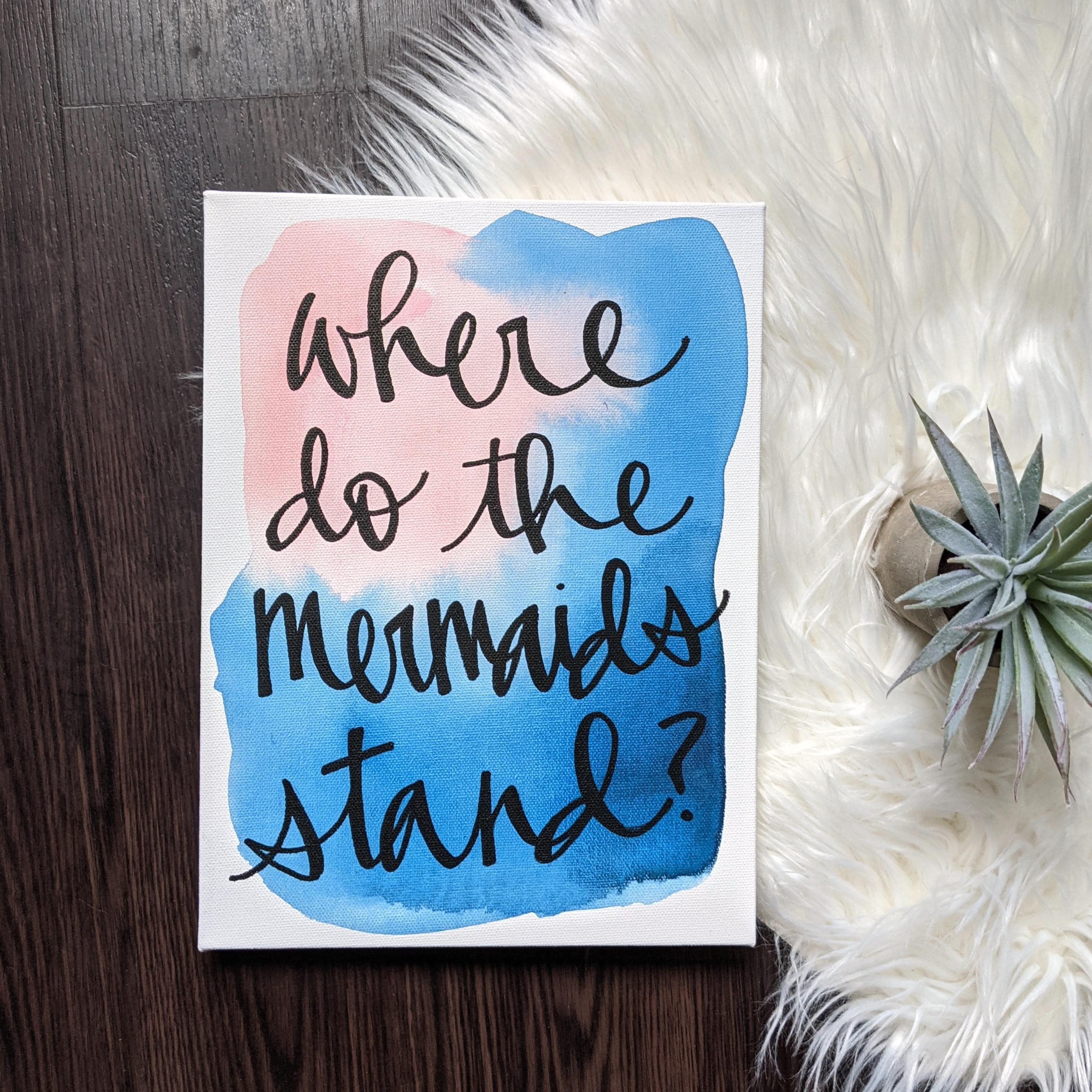 Hand Lettered Quote Watercolor Canvas Art Painting | Choose Your Text ...