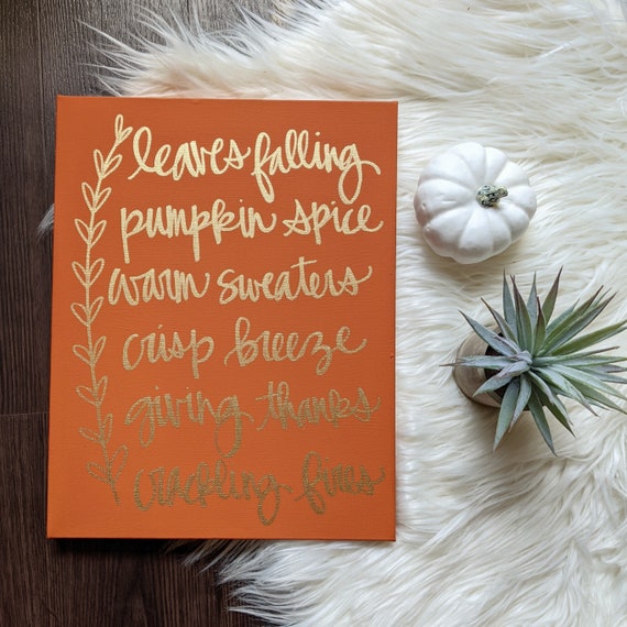 Fall Wall Art Sign Decor Fall Decorations Autumn Wall Decor Thanksgiving Decoration Fall Sign Thanksgiving Sign Fall Canvas Painting Orange