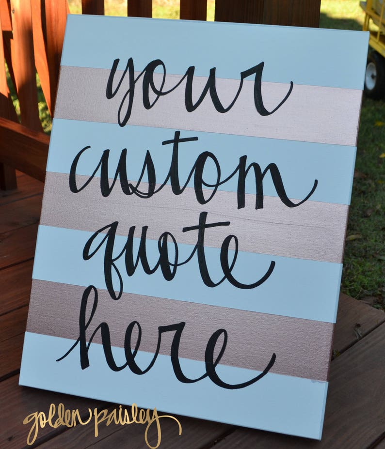 Rose Gold Stripe Custom Quote Canvas Wall Art Painting Etsy