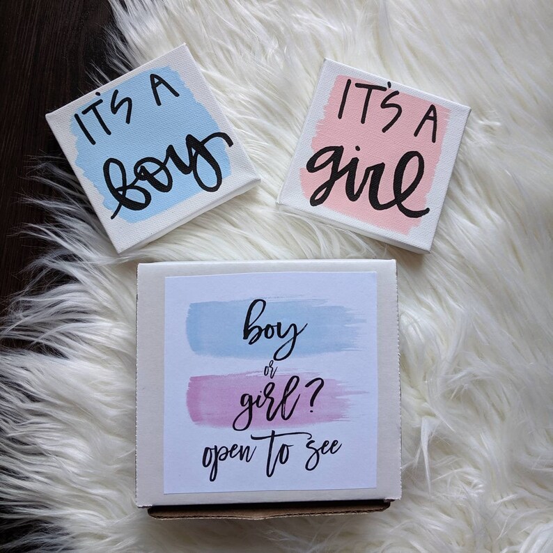 Gender Reveal Mini Canvas Gender Reveal Mail Announcement Etsy