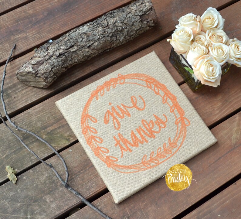 Give Thanks Wall Art Sign Burlap Fall Wall Decor Hand | Etsy