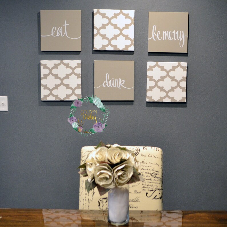 Farmhouse Dining Room Wall Art Set Eat Drink and Be Merry Etsy