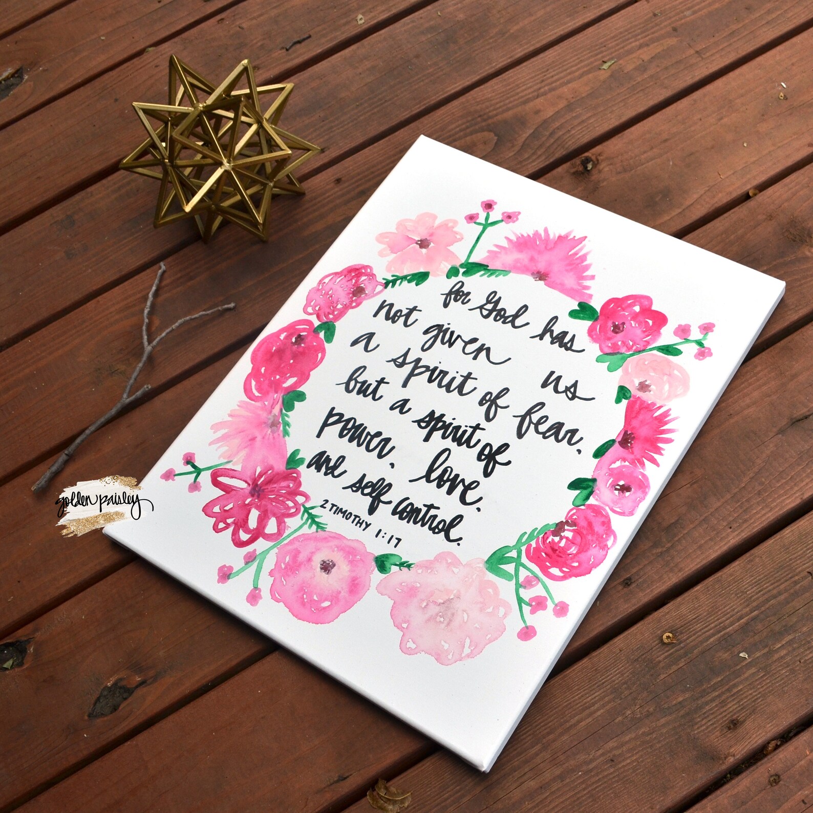 Bible Verse Canvas Art Pink Watercolor Flowers Hand Lettered Painting ...