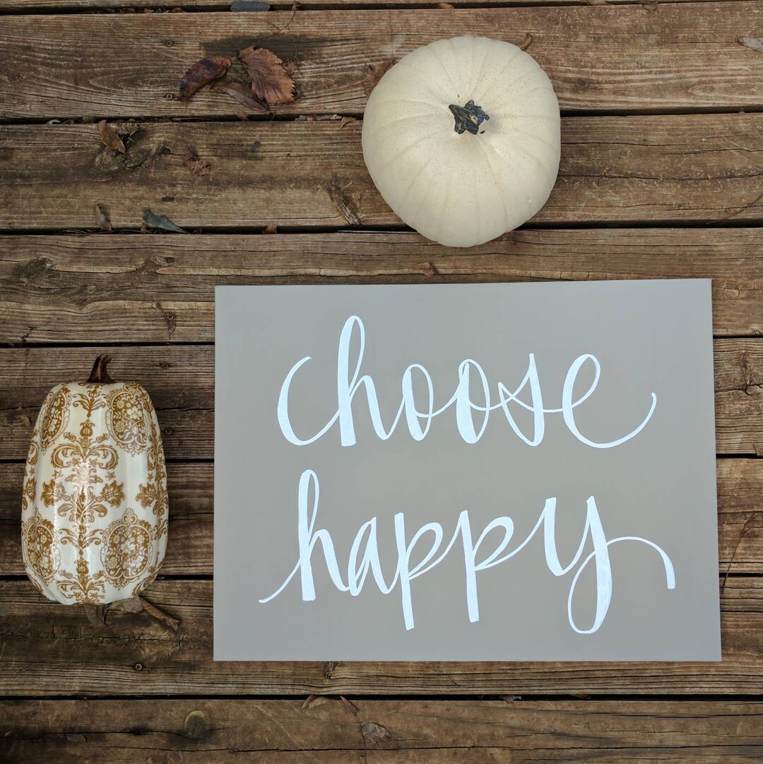 Choose Happy Inspirational Quote Wall Art Sign Custom Quote Canvas ...