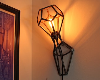 Industrial Geometric Rebar Wall Sconce Lamp - Vintage Edison Light Bulb