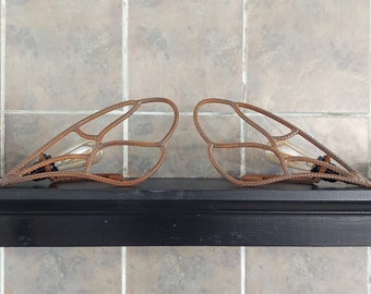 2 Cicada Wing (Matching Pair) Industrial Lamps - Vintage Edison Light Bulb and Rebar