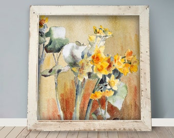 Day Lilies: [Framed Print] Vibrant and bright yellow day lilies- perfect with any botanical pictures or themed room!