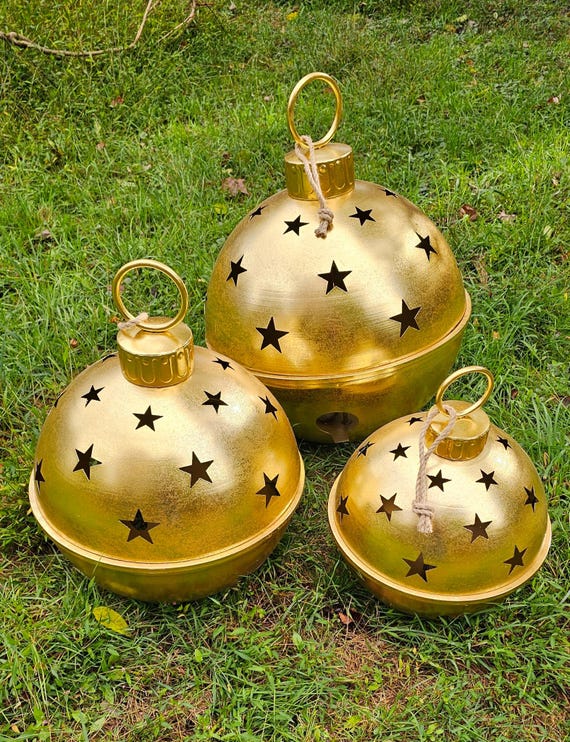 Giant Gold Bell Set | Farmhouse Christmas | Beautiful Metal
