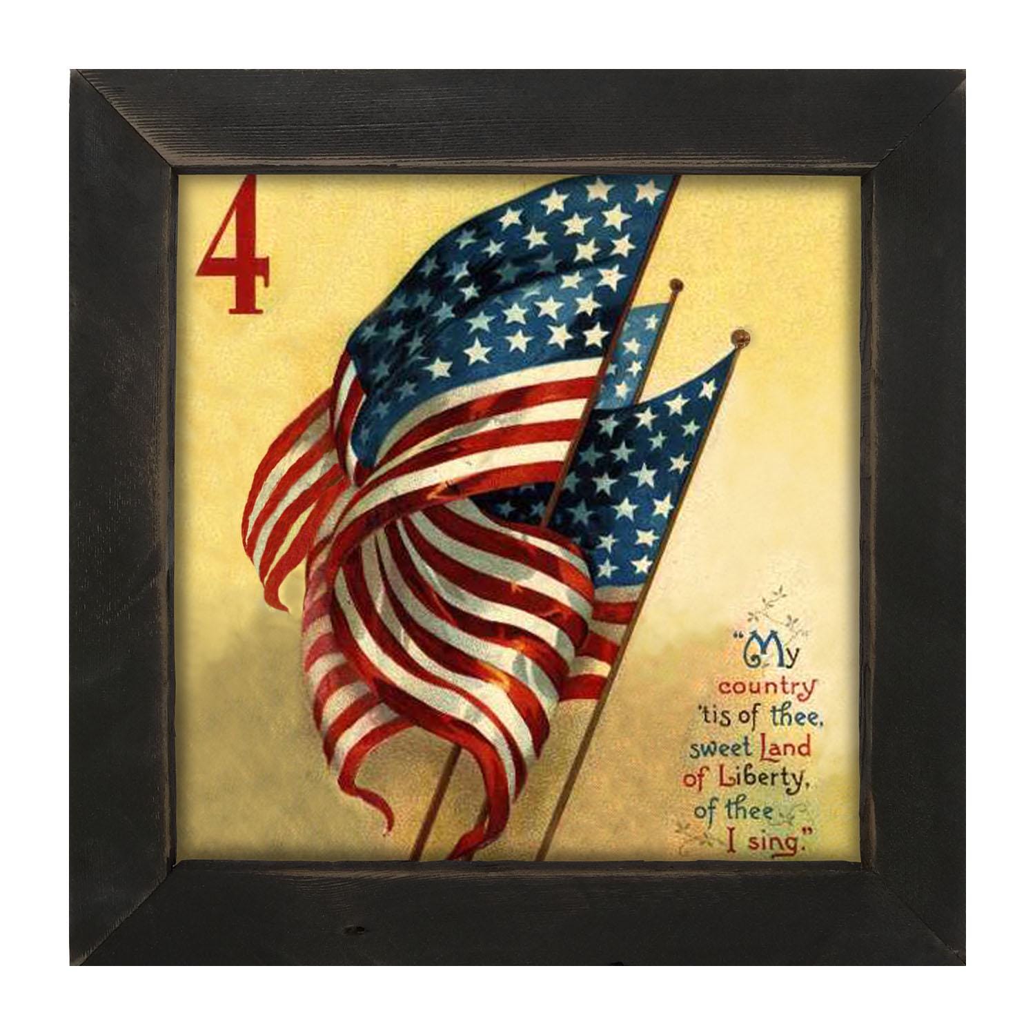 Vintage Flag: [framed Print] Americana Art, Great for the 4th of