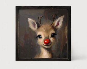 Rudolph [Framed Print] Christmas reindeer | Playful Christmas | Cute holiday art