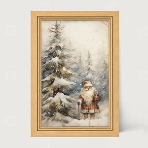 Snowy Santa [Framed Print] Winter Pine Landscape | Woodland Christmas tree scene | Capture the joy and wonder of the holiday season! image 6