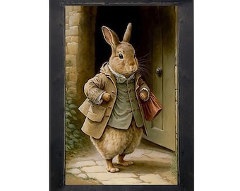 Mr Higgins Friend: [Framed Print] Spring bunny painting | Cute woodland art |  Easter decor
