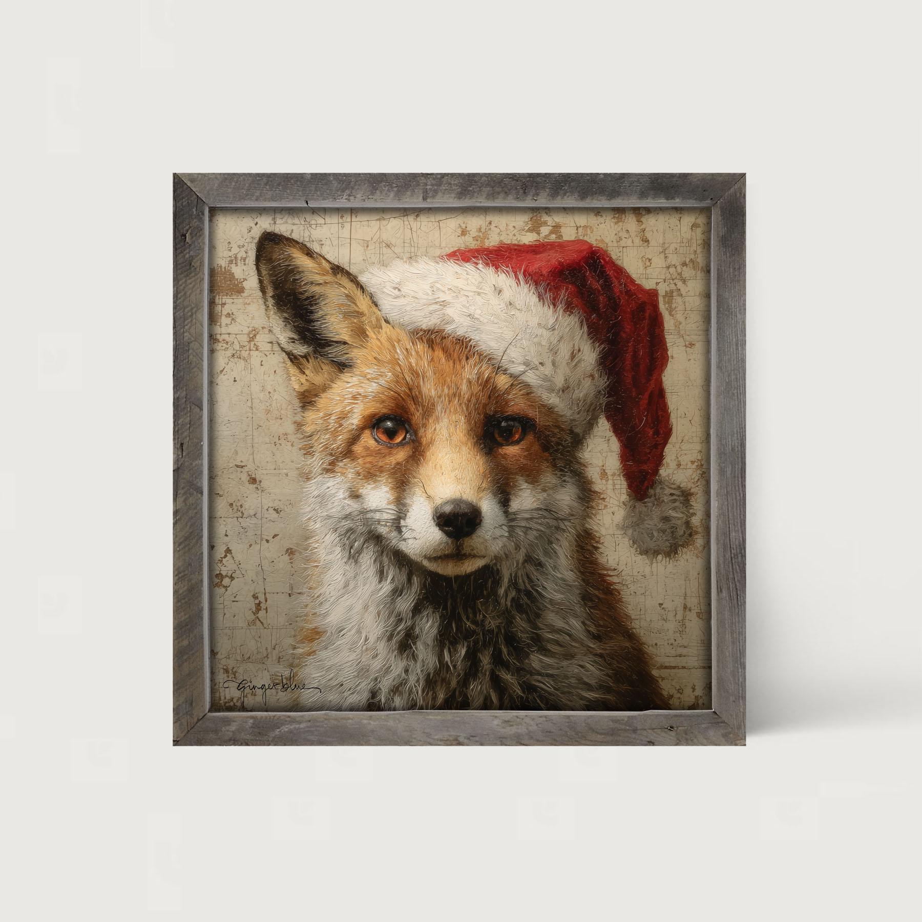 Santa Hat Fox: [framed Print] Capture the Mystique of a Woodland