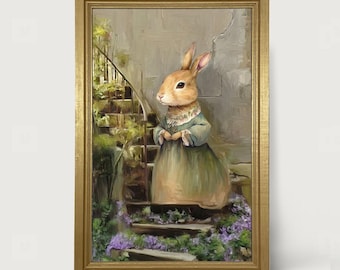 Phoebe: [Framed Print] Rabbit Lover Gift, Hare Art, Rabbit Art, Whimsical Art