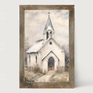 Rustic White Church With Fence [vertical Framed Print] Country Church ...