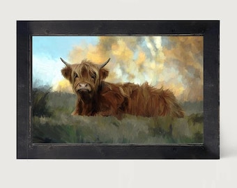 Highland Cow [Framed Print] Scottish Highland Cattle Wall Art | Rustic Farmhouse Decor