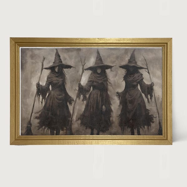 Trio of Shadow Witches [Framed Print] Witchy decor | Perfect for creating a spellbinding atmosphere in any room!