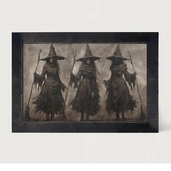 Trio of Shadow Witches [Framed Print] Witchy decor | Perfect for creating a spellbinding atmosphere in any room!