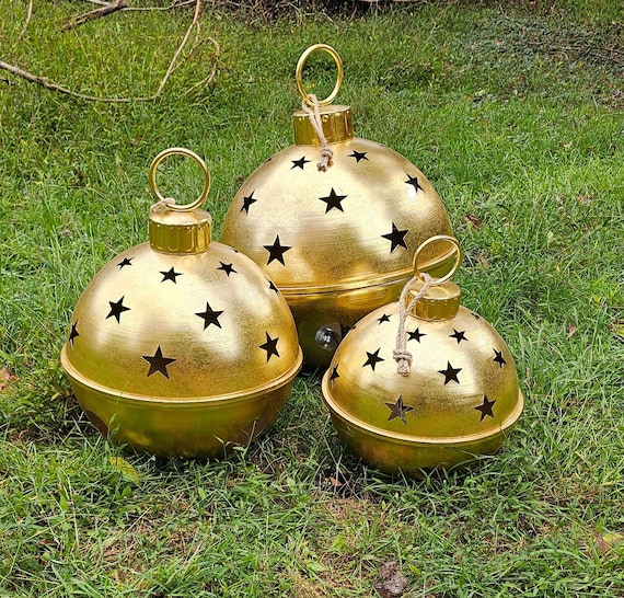 Giant Gold Bell Set | Farmhouse Christmas | Beautiful Metal