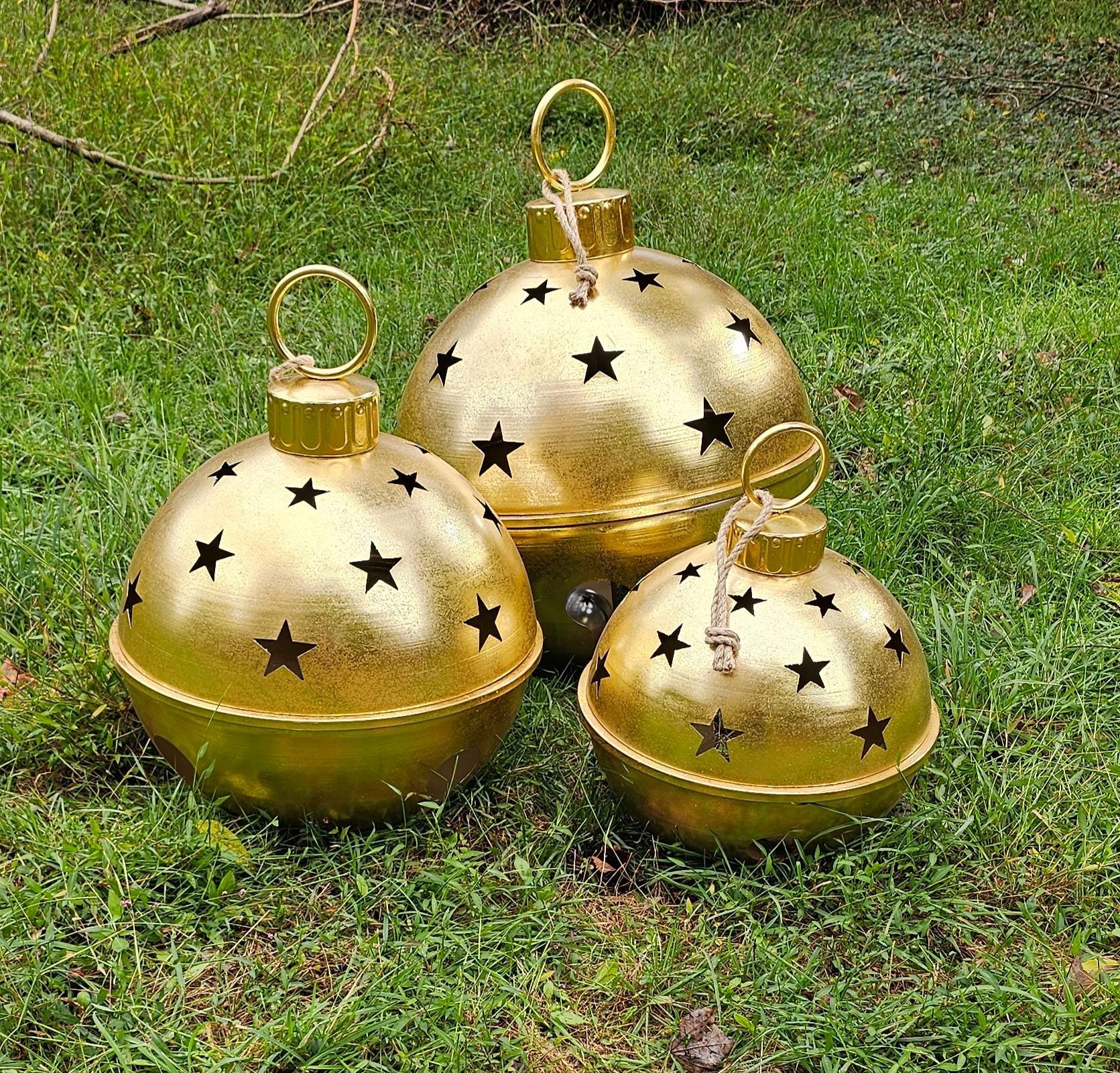 Giant Gold Bell Set | Farmhouse Christmas | Beautiful Metal