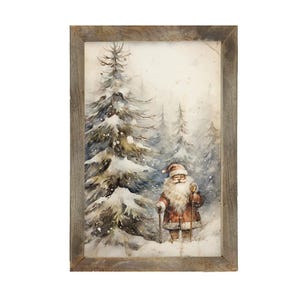 Snowy Santa [Framed Print] Winter Pine Landscape | Woodland Christmas tree scene | Capture the joy and wonder of the holiday season! image 8