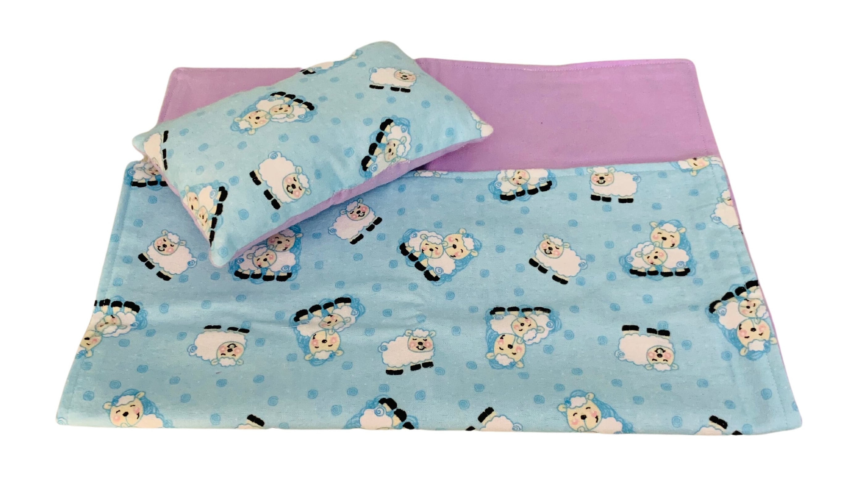 Doll Blanket Set, Pillow and Blanket, Linen for Dolls, Flannel Doll