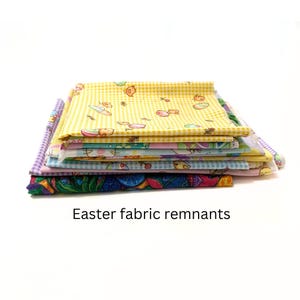 Easter fabric remnant bag, fabric scrap bag, cotton remnants, patterns of Easter egg fabric, scrap bag