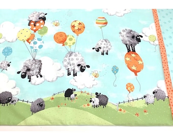 sheep, hot air balloons, pillowcase, child pillowcase, pillow cover, single pillowcase, child bedding, linen, twin bedding