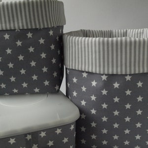 From 11,50 Euro, stars grey/white, utensilos, fabric baskets, wet wipe box cover, stripes image 2