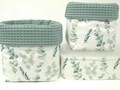 From €12.95, Eucalyptus & Antique Green, Fabric Baskets, Set Choice, Individual Choice, Leaves, Waffle Pique, Storage Containers, Storage, Changing Table