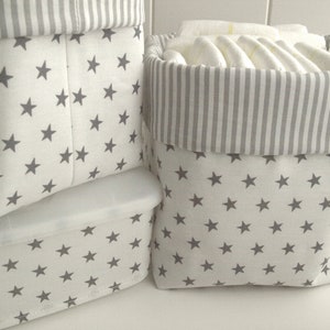From 11,50 Euro, Utensilo, stars, white & grey, fabric basket, storage, diapers, changing table, changing table, changing table image 1
