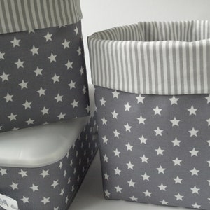 From 11,50 Euro, stars grey/white, utensilos, fabric baskets, wet wipe box cover, stripes image 1