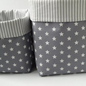 From 11,50 Euro, stars grey/white, utensilos, fabric baskets, wet wipe box cover, stripes image 3