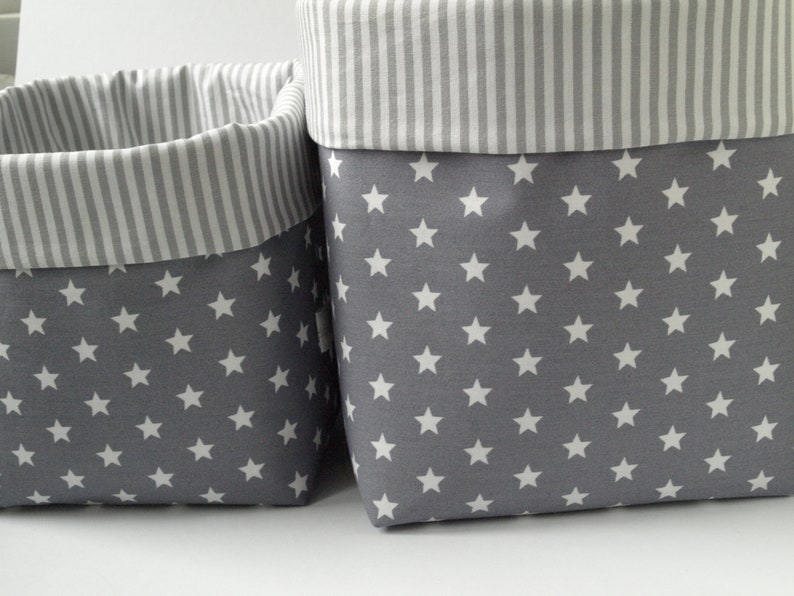 From 11,50 Euro, stars grey/white, utensilos, fabric baskets, wet wipe box cover, stripes image 3