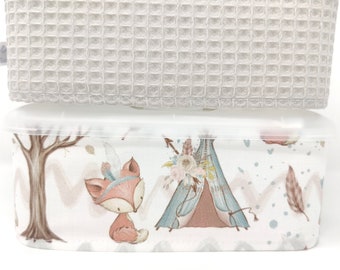 Wet wipes box cover fox, forest friends, waffle pique camel, light beige, cream, forest, boho, selection