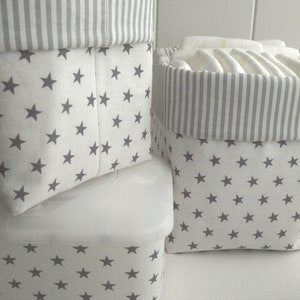 From 11,50 Euro, Utensilo, stars, white & grey, fabric basket, storage, diapers, changing table, changing table, changing table image 2