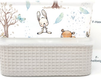 Wet wipes box cover rabbit, fox & raccoon, forest friends, waffle lpique light beige, forest, boho, selection, forest animals