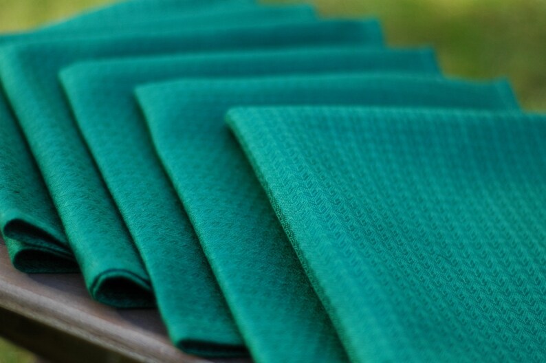 Set of 6 Large Table Napkins Green Herringbone Linen/cotton Etsy