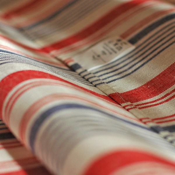 Set of 2 French stripe linen Tea Towels, Kitchen Towels, Stripe woven Dish Towels (27,6."x19,7"), Housewarming Gift
