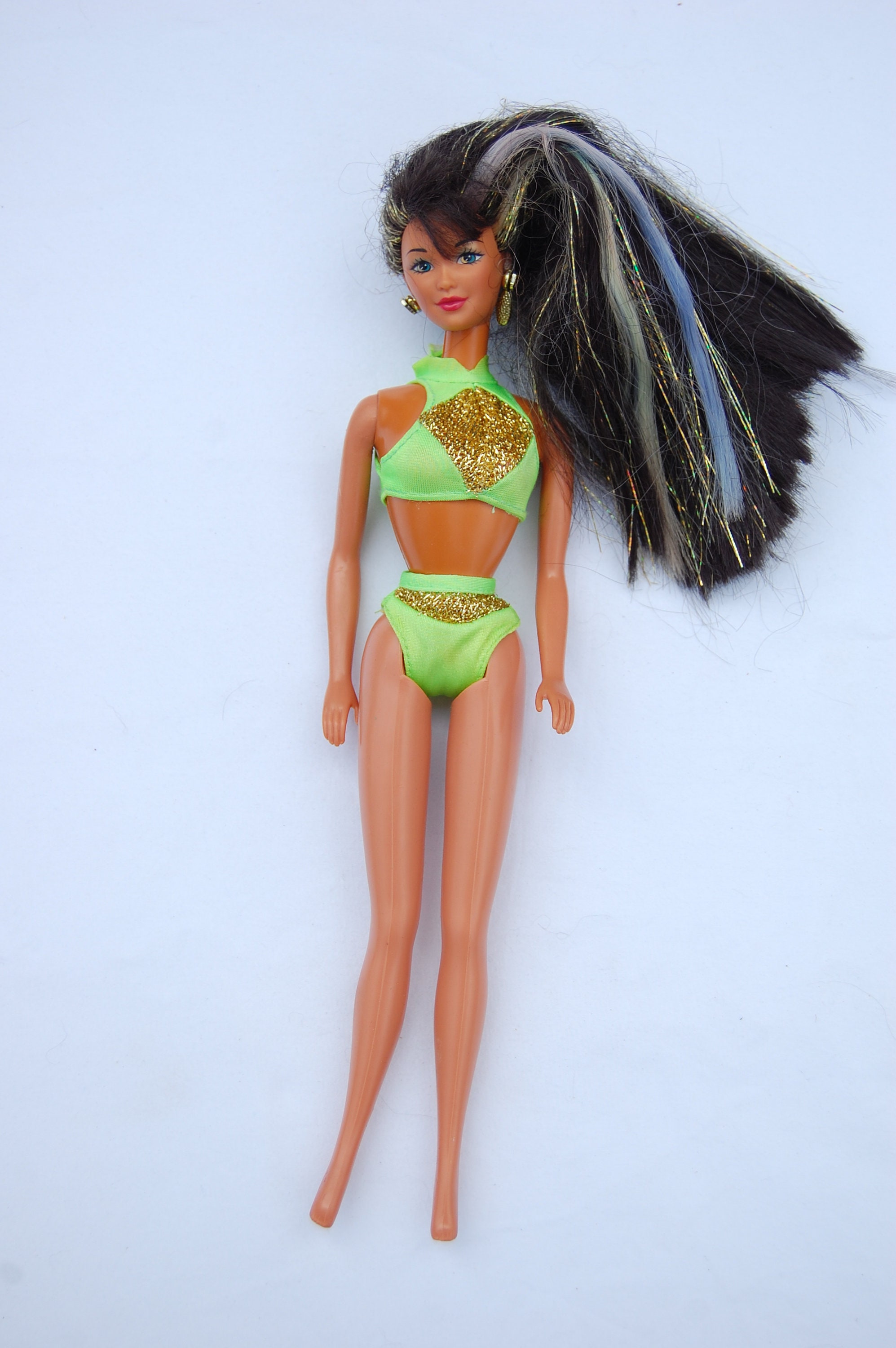 1980 Miko Kira Glitter Black Big Hair Barbie Mattel Big Gold