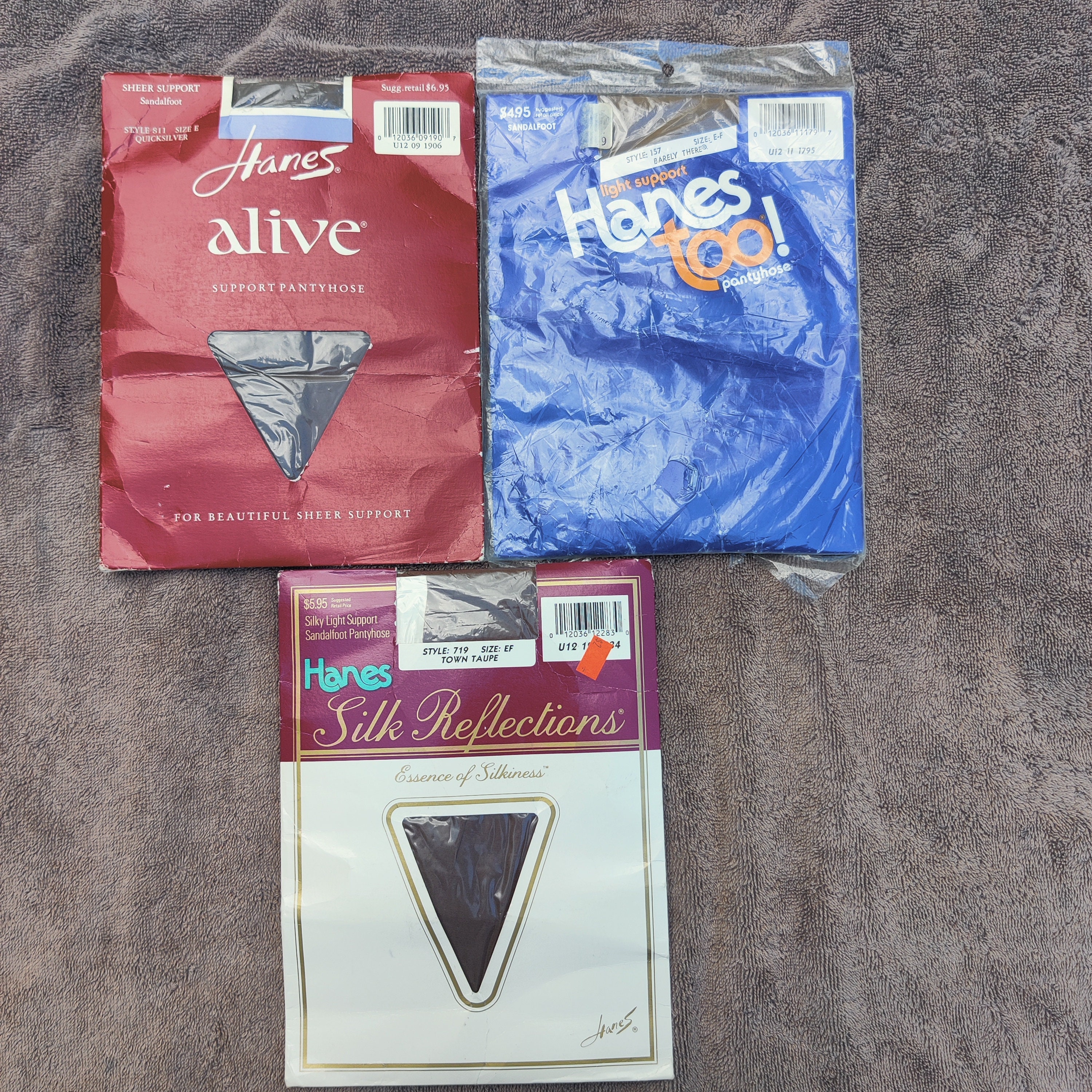 80s Pantyhose EF Hanes 3 Packs Too Alive Silk Reflections Unused in Package Vintage Stockings Taupe Quicksilver Barely There Made in USA Etsy