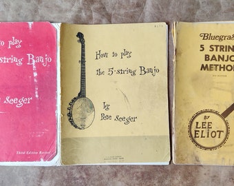 Vintage 5-String Banjo Method Books 3 Pete Seeger Lee Eliot 1954 1976 Well Loved But Still Useable Bluegrass Folk Music