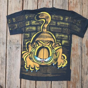 Vintage 1990s Garfield AOP Double Sided Big Face Tee Cartoon M Signal Artwear USA 90s USA Single Stitch