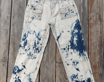 Y2K Tie Dye LA Blues Jeans 6 Hippie Boho Festival Hand Bleached Woodstock Artist Vintage