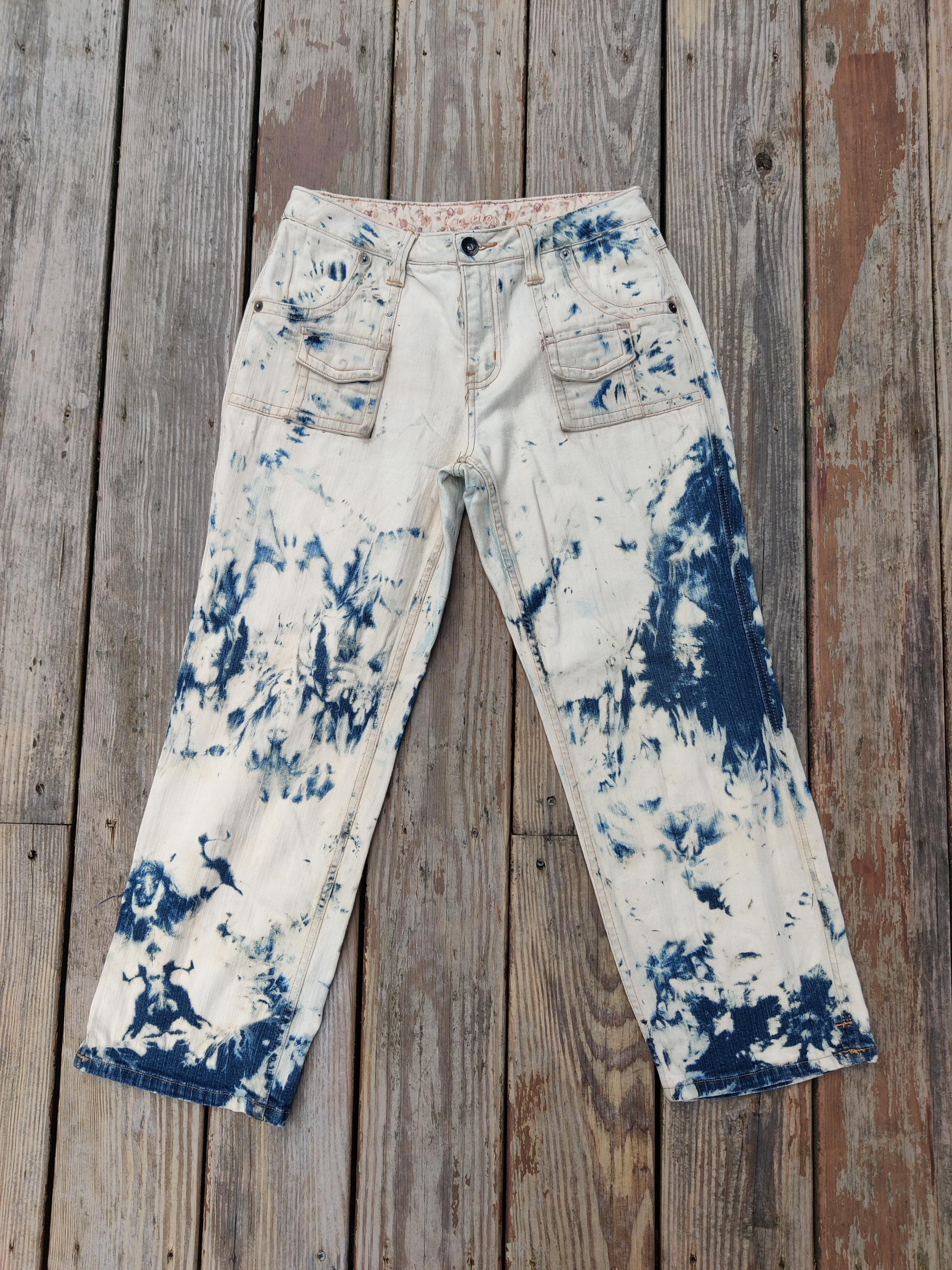 Y2k Bleached Jeans - Etsy