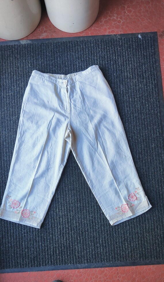 Vintage Fashion Bug M Cropped Pants Linen Blend Em