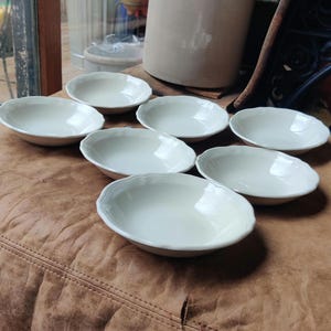 Federalist Ironstone Japan Bowls 4238 Set of 7 Salad Soup 6.75" White Minimalist Neutral Vintage