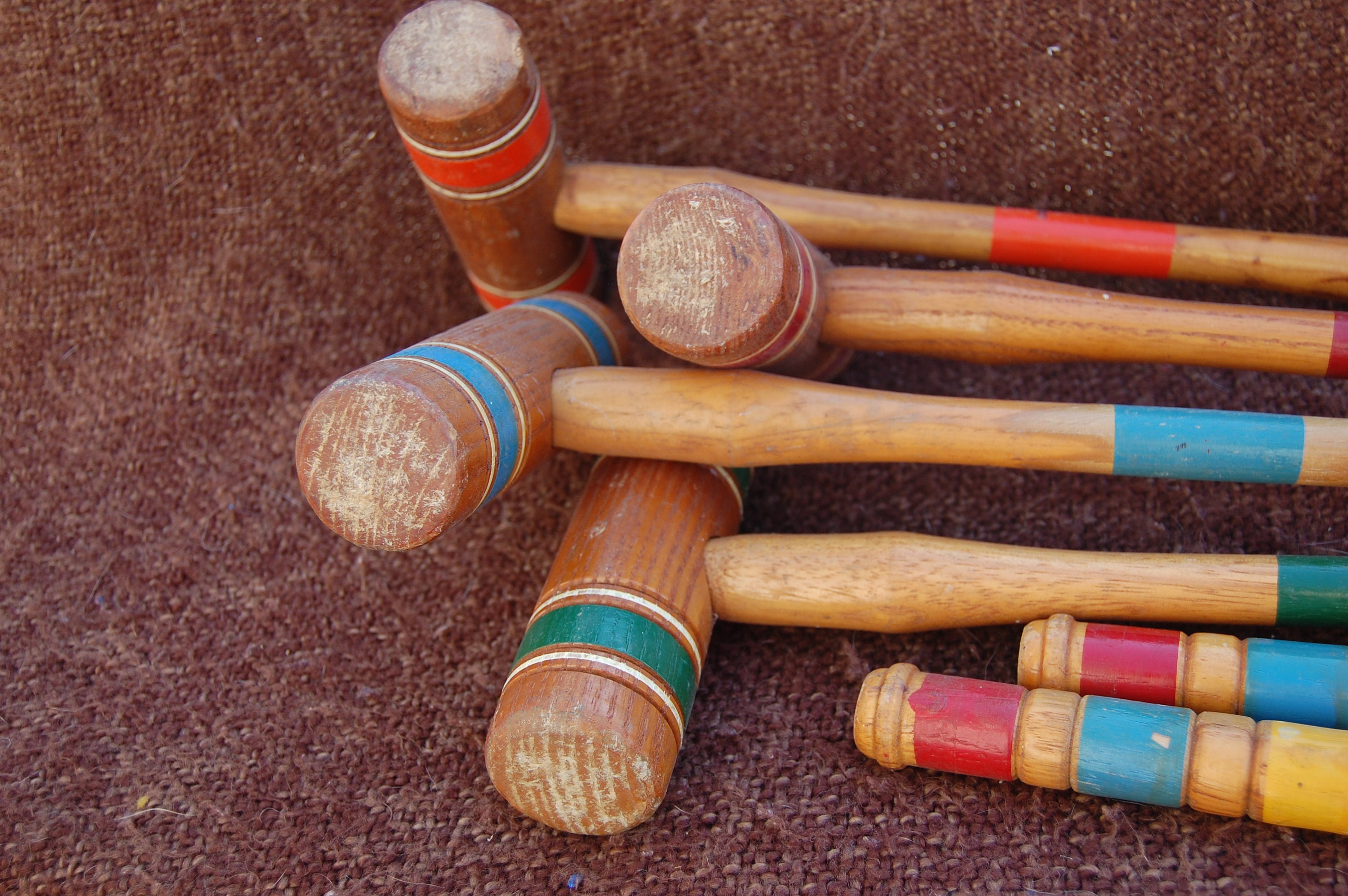 4 Croquet Mallets Turned Wood 24 3/4 and 2 End Stakes 17 Etsy