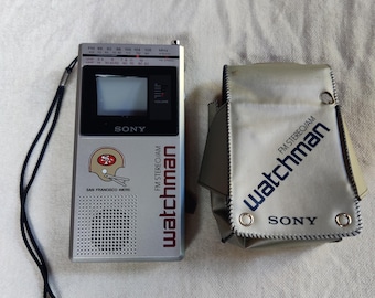 1984 Sony Watchman San Francisco 49ers FD-30A Working Excellent VHF UHF Fm/Am Stereo with Case